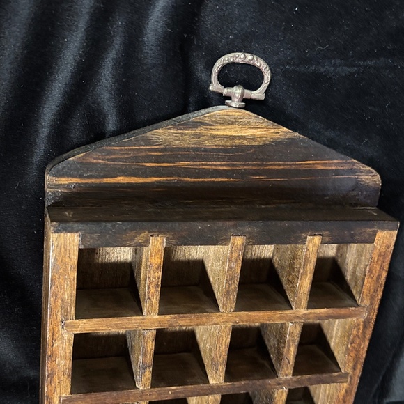 Rustic Dark Brown Wooden Wall Shelf for trinkets, thimbles, collectibles - Picture 5 of 11